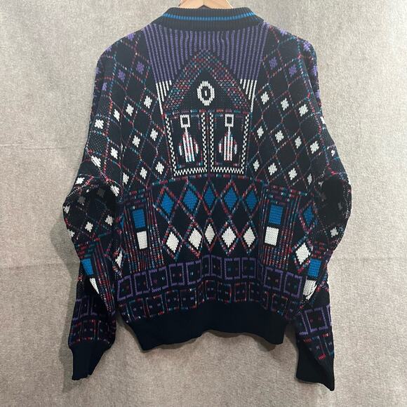 McGregor Men's Geometric Vintage Sweater Size Large 100% Acrylic Crewneck - Picture 4 of 7